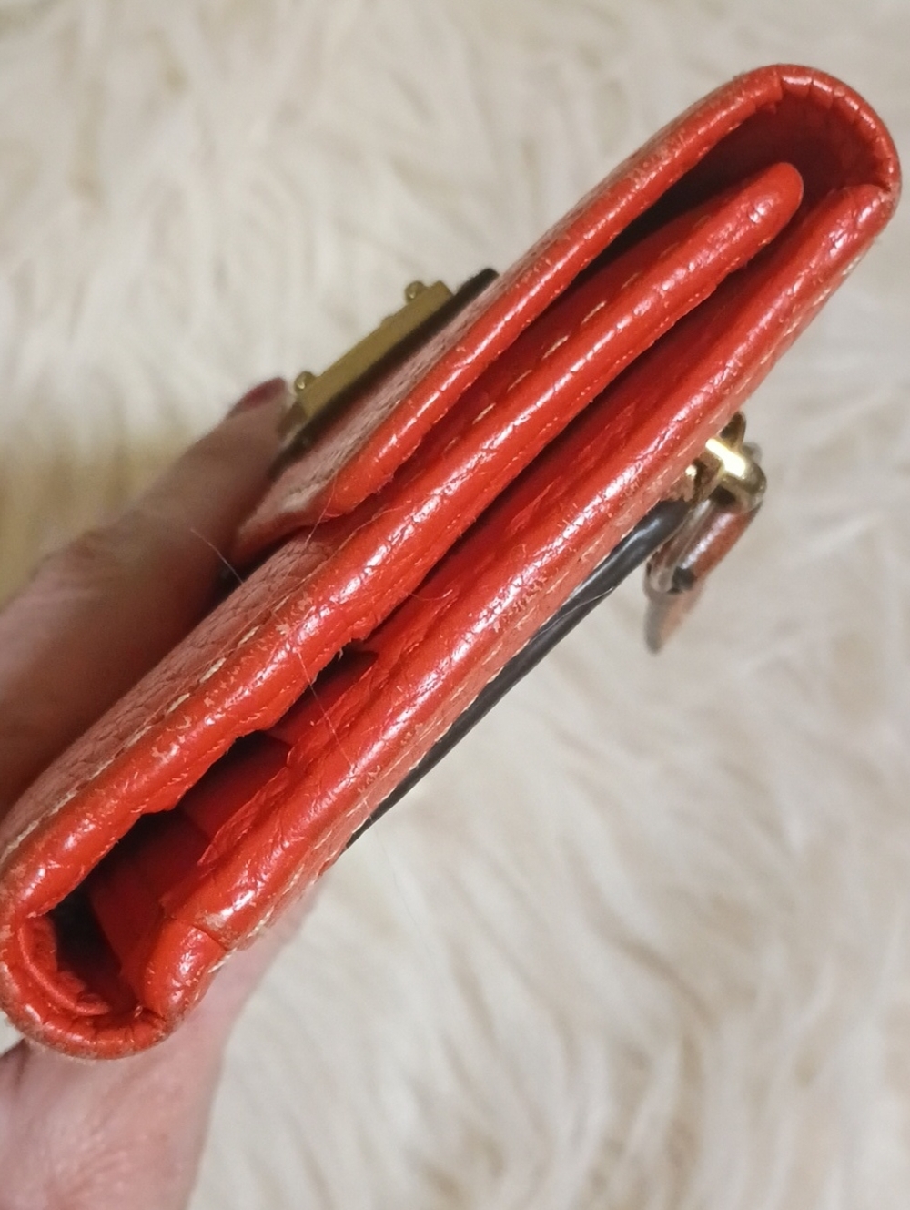 Dooney & Bourke Orange Pebbled Leather Compact Wallet - Picture 6 of 13